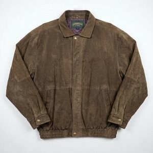 Cambridge Classics Bomber Jacket‎ Men Large Brown Suede Leather Quilted Lining